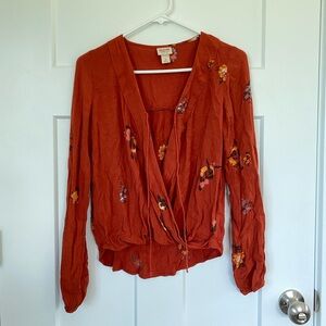 Mossimo Supply Co. Rust Floral Blouse